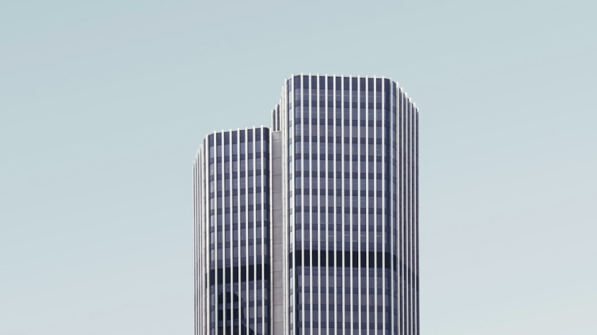 Building with cityscapes